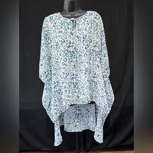 Cato Flowy Hi Lo Tunic Blouse Snow Leopard Print Sz:18/20w
